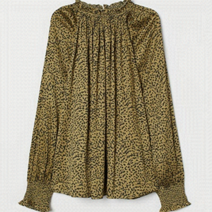H&M Leopard Print Satin Green Blouse